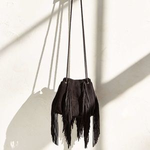 Ecote Black Fringe Bucket Bag
